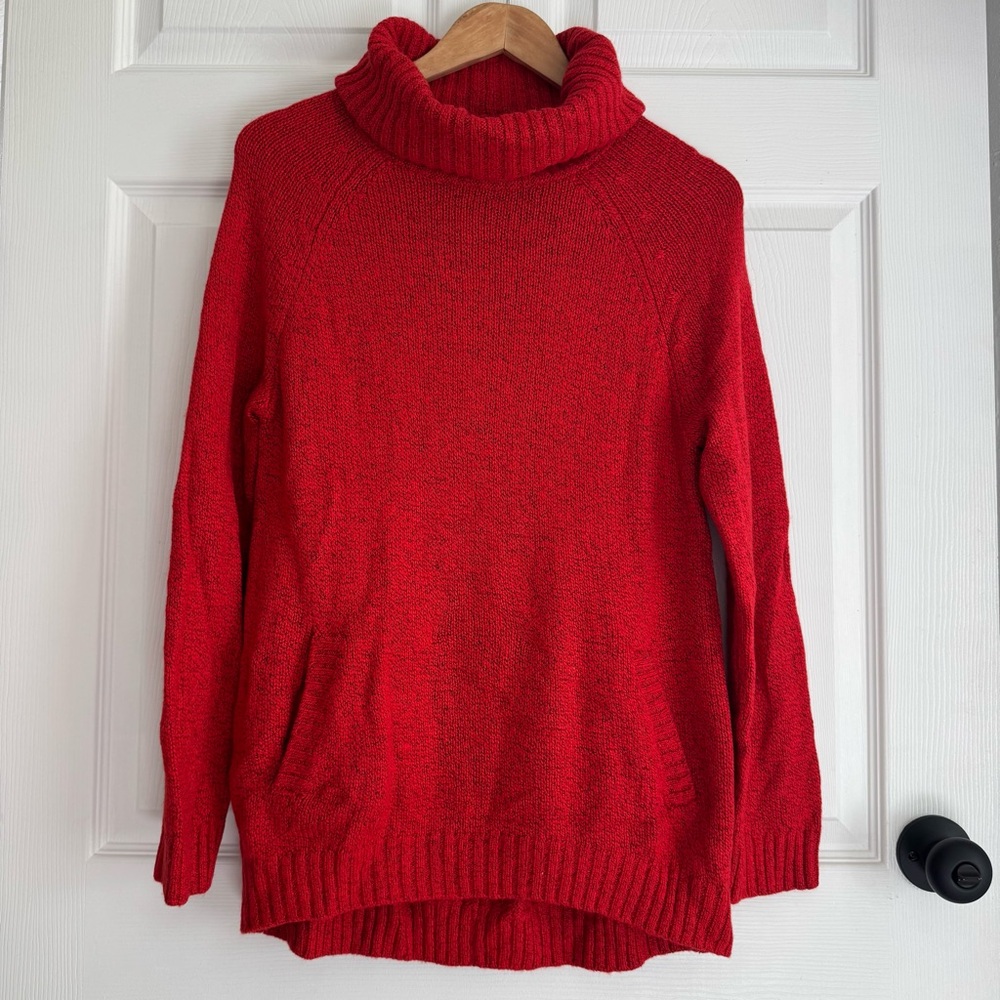 The Limited Red Wool Blend Turtleneck Sweater with Pockets | Size Small